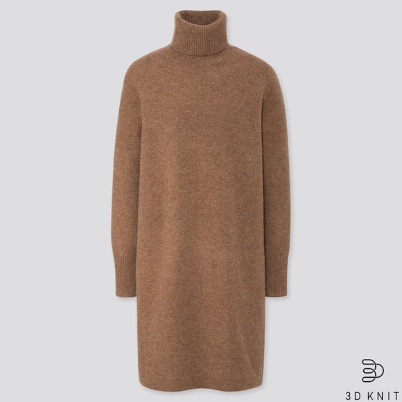 UNIQLO WOMEN 3D PREMIUM LAMBSWOOL TURTLENECK DRESS - Picture 3 of 7